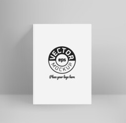 White book in interior. Vector mockup. Place your logo or any content