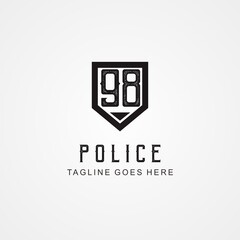 Number symbol design 98. Police special forces symbol with elegant classic number shape.