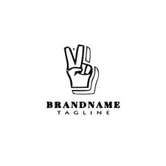 Obraz premium hand raised two finger logo icon design template black vector