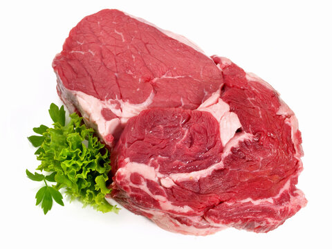 Rib Eye Beef Steak isolated on white Background