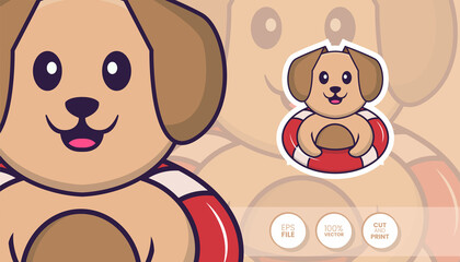 Hand drawn illustration of Cute dog. Cartoon character concept - Stickers