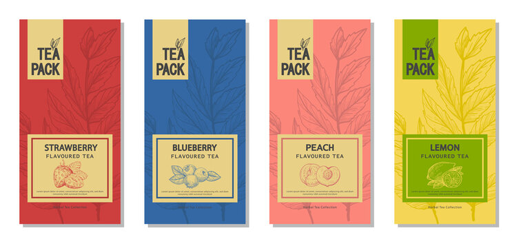 Set of Vector Packaging Design Layout. Template for Tea or Coffee Packaging.