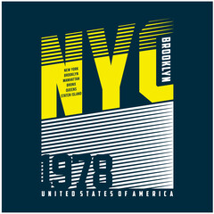 Vector illustration on the theme of New York City, Brooklyn. Typography, t-shirt graphics, poster, print, banner, flyer, postcard