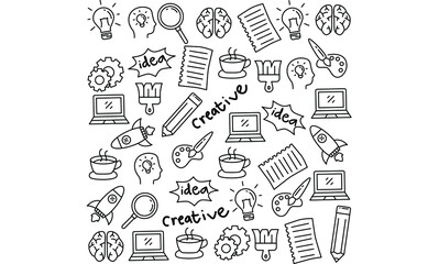 set of hand-drawn icons for business