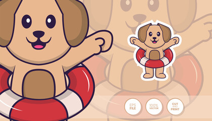 Hand drawn illustration of Cute dog. Cartoon character concept - Stickers