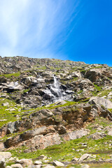 landscape mountain between Ceresole Reale and the Nivolet hill around serrù lake, Agnel lake, Nivolet lake in Piedmont in Italy