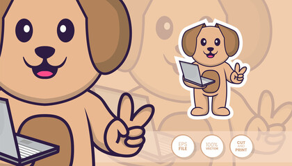 Hand drawn illustration of Cute dog. Cartoon character concept - Stickers