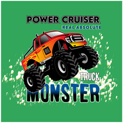 Truck monster vector graphic design - obrazy, fototapety, plakaty