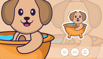 Hand drawn illustration of Cute dog. Cartoon character concept - Stickers