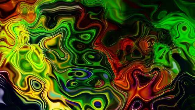 Green red yellow color futuristic liquid animated background, Abstract marble liquid effect