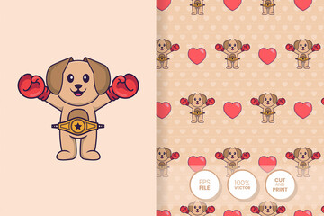 Cute dog cartoon character. seamless pattern background