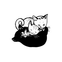 little kittens are sleeping. sketch. vector. eps