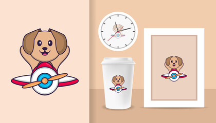 Cute dog cartoon character. Prints on T-shirts, sweatshirts, cases for mobile phones, souvenirs. Isolated vector illustration.