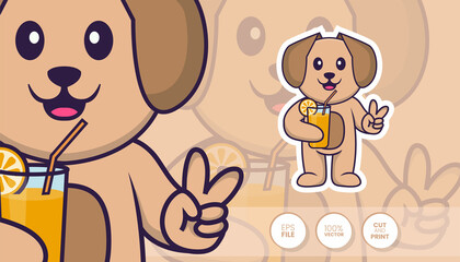 Fototapeta na wymiar Hand drawn illustration of Cute dog. Cartoon character concept - Stickers