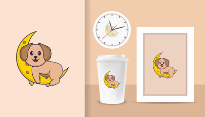 Cute dog cartoon character. Prints on T-shirts, sweatshirts, cases for mobile phones, souvenirs. Isolated vector illustration.