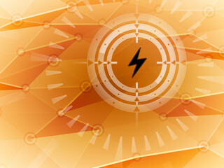 Sight is aiming for charge icon detected during cyberspace research on hi-tech orange background. Illustration.