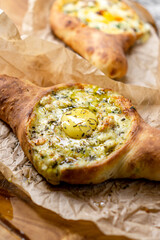 bread with cheese and egg hachapuri