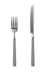 Fork and knife isolated on white background. 3d illustration.