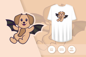 Cute dog cartoon character. Prints on T-shirts, sweatshirts, cases for mobile phones, souvenirs. Isolated vector illustration.