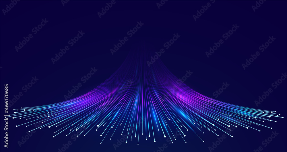 Poster abstract digital big data background, fiber optic network lines. data flow visualization concept.