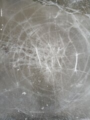 first frost ice on water with leaves