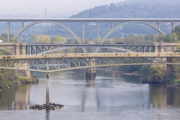 Bridges over the river in Ourense, Galicia