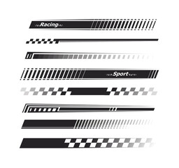 Sports stripes, car stickers black color. Racing decals for tuning. - obrazy, fototapety, plakaty