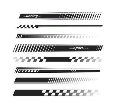 Sports stripes, car stickers black color. Racing decals for tuning.