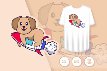 Cute dog cartoon character. Prints on T-shirts, sweatshirts, cases for mobile phones, souvenirs. Isolated vector illustration.