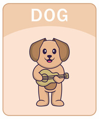 Alphabet flashcard with Cute dog cartoon character.