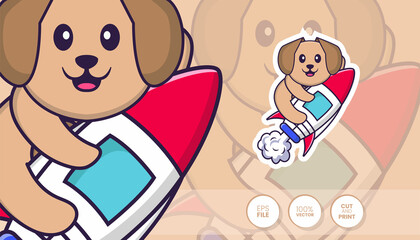 Hand drawn illustration of Cute dog. Cartoon character concept - Stickers