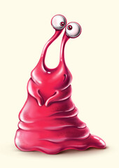 Funny cartoon pink monster