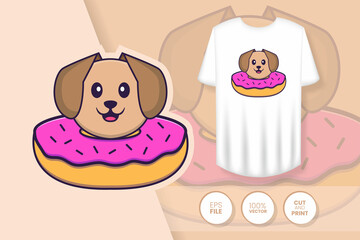 Cute dog cartoon character. Prints on T-shirts, sweatshirts, cases for mobile phones, souvenirs. Isolated vector illustration.