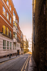 A street lane in the Mayfair part of London in the late summer