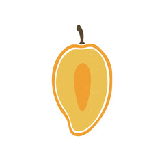 Cute sliced mango icon. Vector flat hand drawn illustration in cartoon style