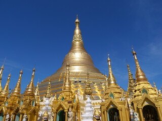 Yangon, Myanmar - november 2019: Shwedagon Pagoda, the most sacred Buddhist pagoda and religious site in Yangon, Myanmar (Burma)