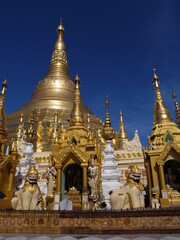 Fototapeta na wymiar Yangon, Myanmar - november 2019: Shwedagon Pagoda, the most sacred Buddhist pagoda and religious site in Yangon, Myanmar (Burma)