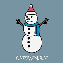 doodle freehand sketch drawing of a snowman.