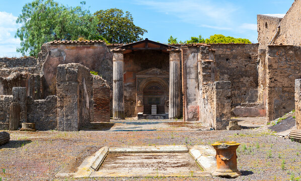 Ancient Roman house in Pompeii near Naples, Italy