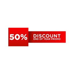 50% discount banner year-end promo. Sale banner template design.