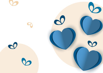 Valentine's hearts. Paper flying elements on a white background. Vector love symbols in the shape of a heart for Happy Women's, Mother's Day, Valentine's Day, greeting card