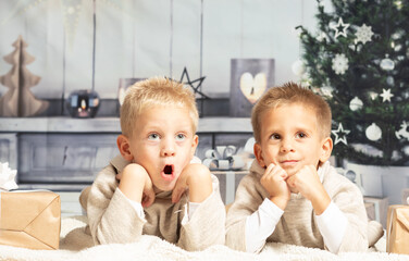 Children at home at christmas