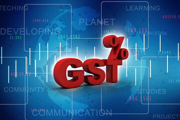 3d rendering GST Tax India with percentage
