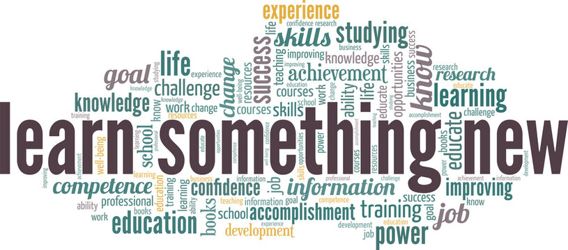 Learn Something New vector illustration word cloud isolated on white background.