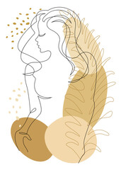 Silhouettes of a girl in a modern one line style. Continuous lady line drawing, aesthetic outline for home decor, posters, wall art, stickers, logo. Vector illustration.