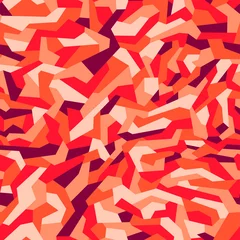 Behang Rood Geometrische camouflage naadloze patroon. Abstracte moderne militaire camo achtergrond van veelhoeken voor stof textiel en vinyl wrap print. Eindeloze vectorillustratie.