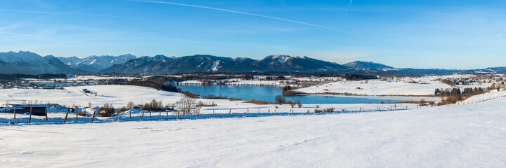 Panorama Landschaft in Bayern im Winter