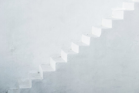 White stairs on a church, Santorini, Greece