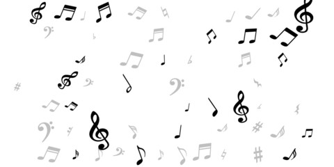 Music notes flying vector background. Symphony