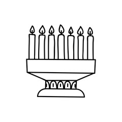 Obraz premium Single hand drawn traditional Kinara. Doodles vector illustration. Isolated on a white background. Kwanzaa style